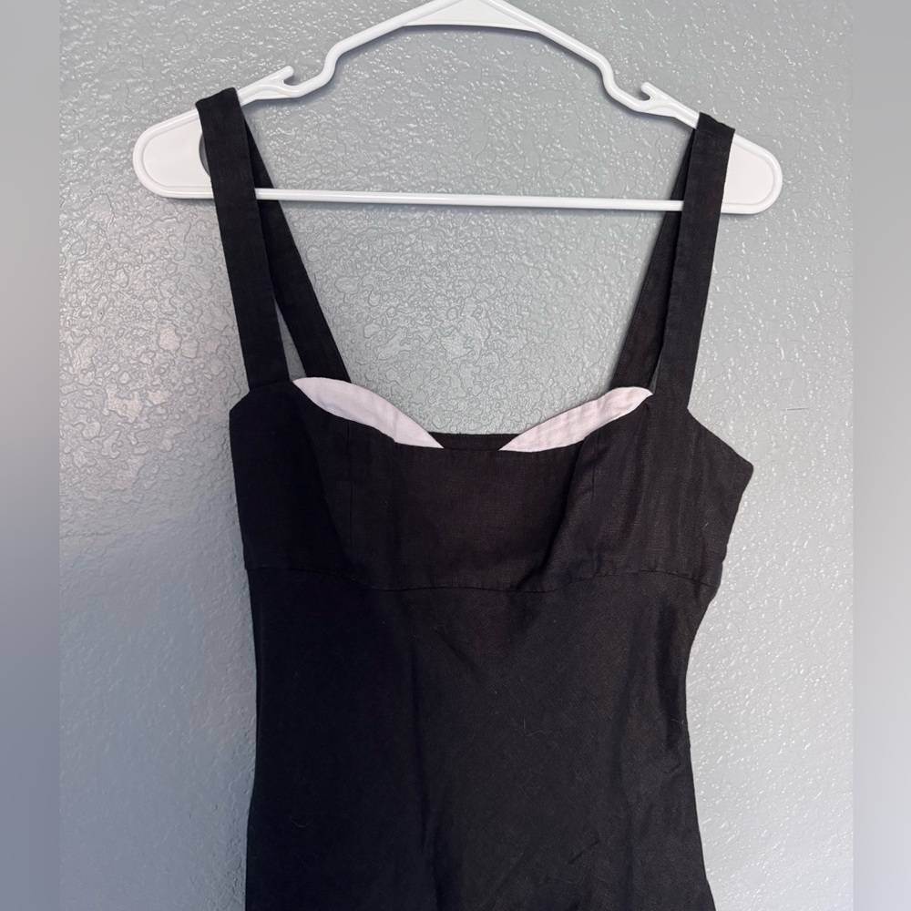 Reformation Bekki Linen Black Midi Dress - Picture 3 of 4